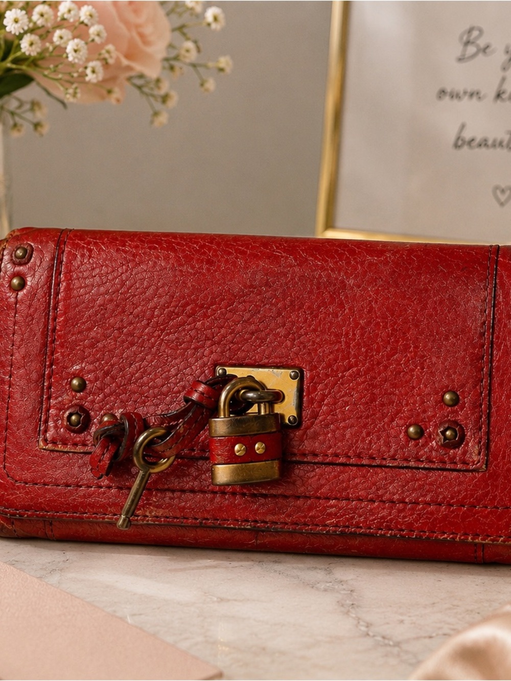 Chloé Paddington Red Orange Leather Continental Wallet - Picture 6 of 6